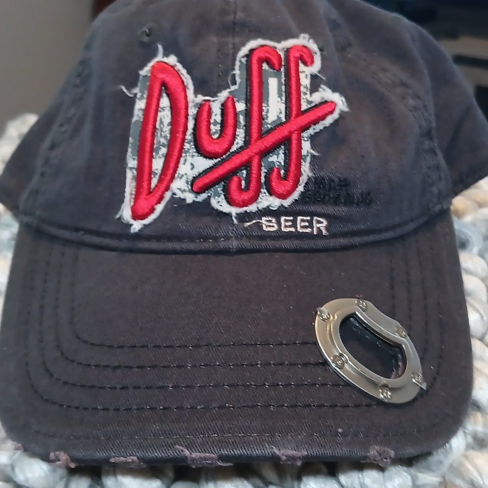 Duff Beer Hat Gray Distressed Baseball Cap‎ Bottle Opener The Simpsons Universal